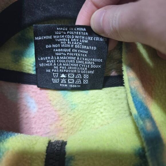 Neon Riot fleece jacket coat tie dye neon yellow mauve pink slate navy blue - Picture 4 of 4